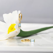 14k Solid Gold Baguette Natural Gemstone Drop Earrings