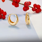 14k Solid Gold Minimalist Chunky Huggie Hoop Earrings