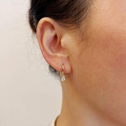 14k Solid Gold Baguette Natural Gemstone Drop Earrings