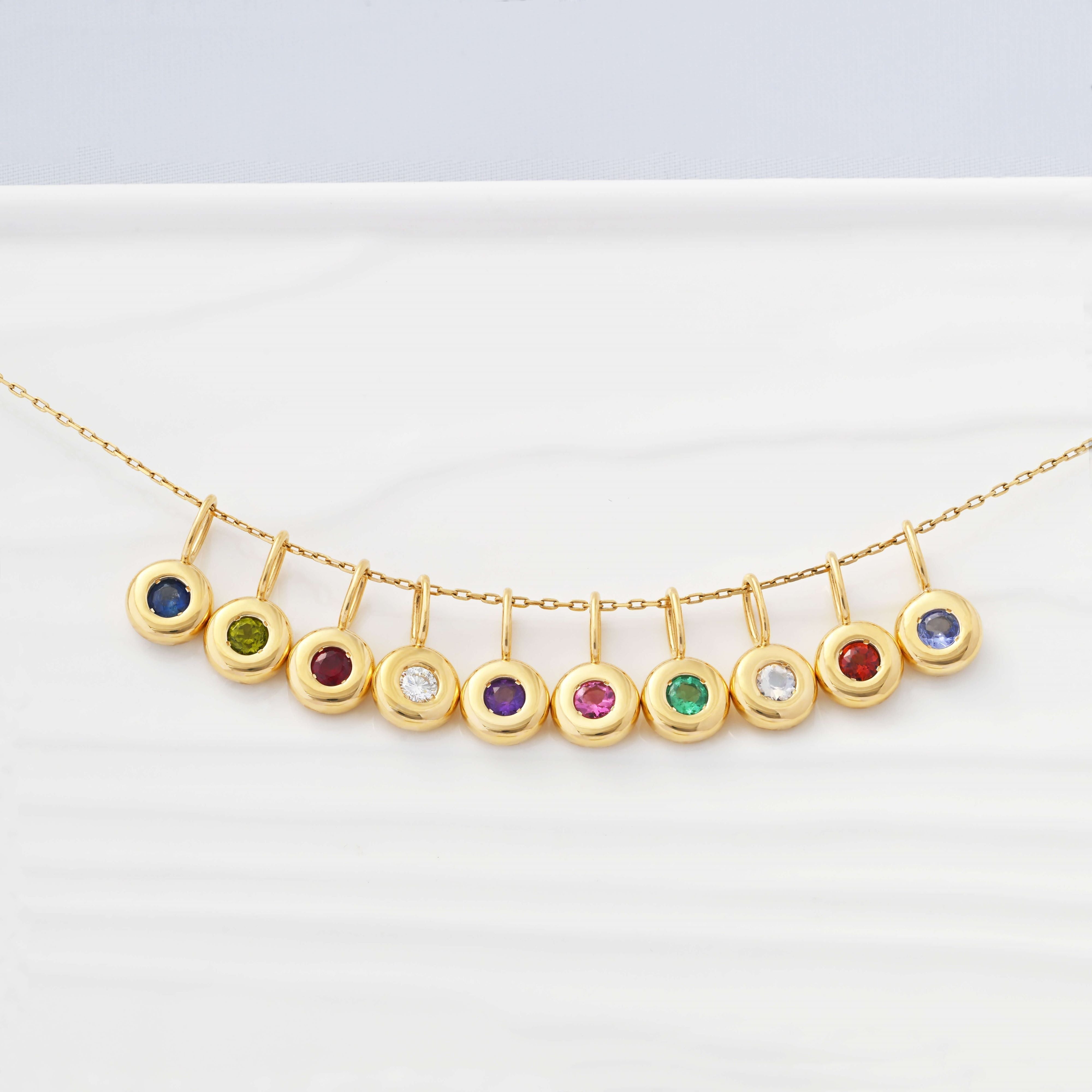 14ct solid gold natural birthstone pendants - Evelyn Gold