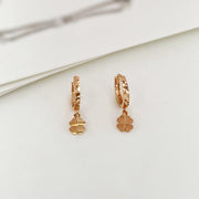 14k Rose Gold Small Four Leaf Clover Charm Earrings