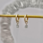 14k Solid Gold Small Teardrop Moissanite Charm Earrings - EVELYN GOLD JEWELS