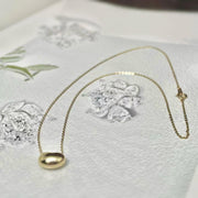 14k Solid Gold Puffy Bean Necklace - EVELYN GOLD JEWELS