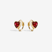 14k Solid Gold Tiny Ruby Heart Cartilage Earrings - EVELYN GOLD JEWELS