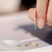 14k Solid Gold Green CZ Charm Earrings in Various Shapes