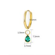 14k Solid Gold Green CZ Charm Earrings in Various Shapes