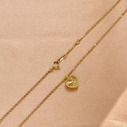 14k Solid Gold Sunray Heart Charm Necklace