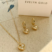 14k Solid Gold Sunray Heart Charm Necklace