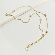 14k Solid Gold Dainty Double Chain Floral Bracelet - EVELYN GOLD JEWELS