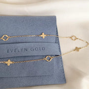 14k Solid Gold Multi Charm Clover Necklace - EVELYN GOLD JEWELS