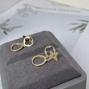 14k Solid Gold Duo Clover Charm Earrings