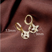 14k Solid Gold Duo Clover Charm Earrings