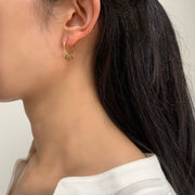 14k Solid Gold Multi Disc Charm Hoop Earrings