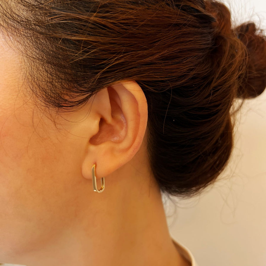 14k Solid Gold Paperclip Hoop Earrings