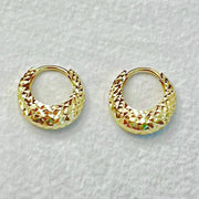 14k Chunky Multifaceted Sparkly Huggie Hoop Earrings - EVELYN GOLD JEWELS