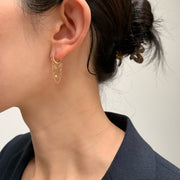 14k Solid Gold Trio Chain Hoop Earrings