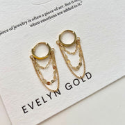 14k Solid Gold Trio Chain Hoop Earrings