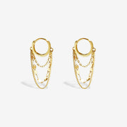 14k Solid Gold Trio Chain Hoop Earrings