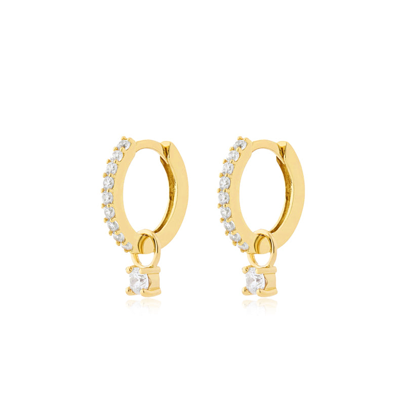 14k Solid Gold Pavé Lab Diamond Charm Earrings