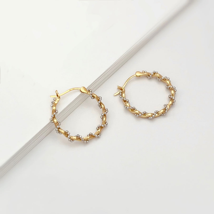 18k Solid Gold Unique Vine Hoop Earrings