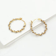 18k Solid Gold Unique Vine Hoop Earrings