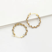 18k Solid Gold Unique Vine Hoop Earrings