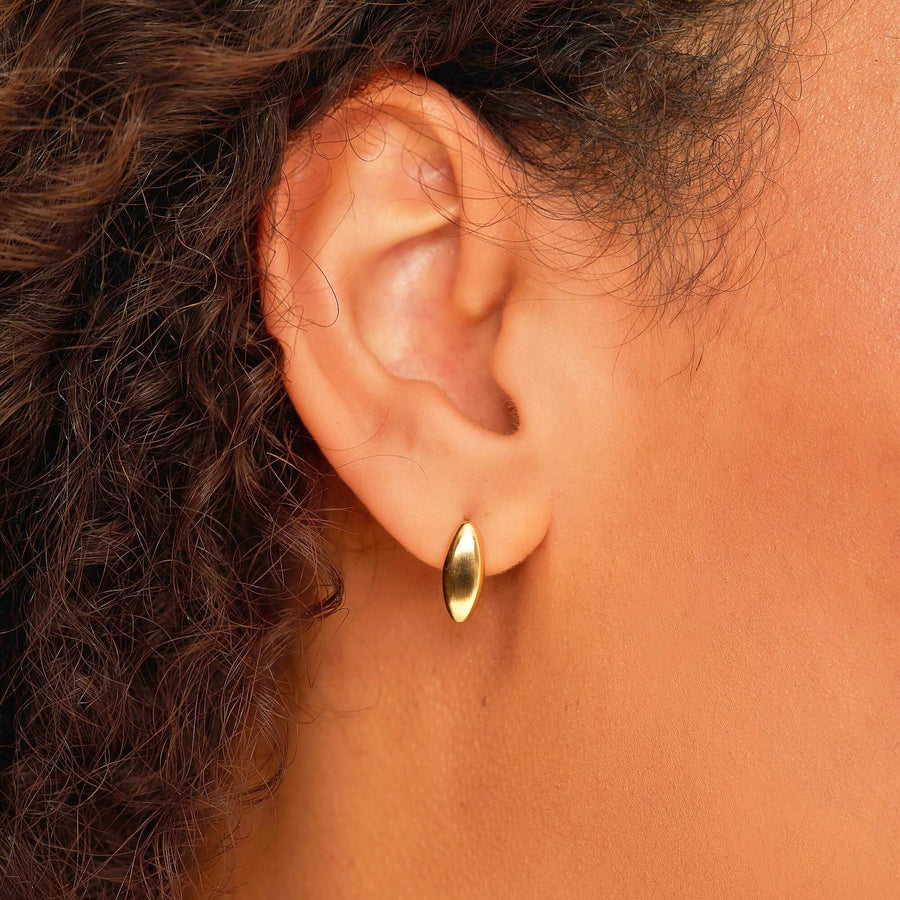 14k Solid Gold Navette Hoop Earrings