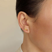 9k Solid Gold Rainbow Sapphire Bar Stud Earrings