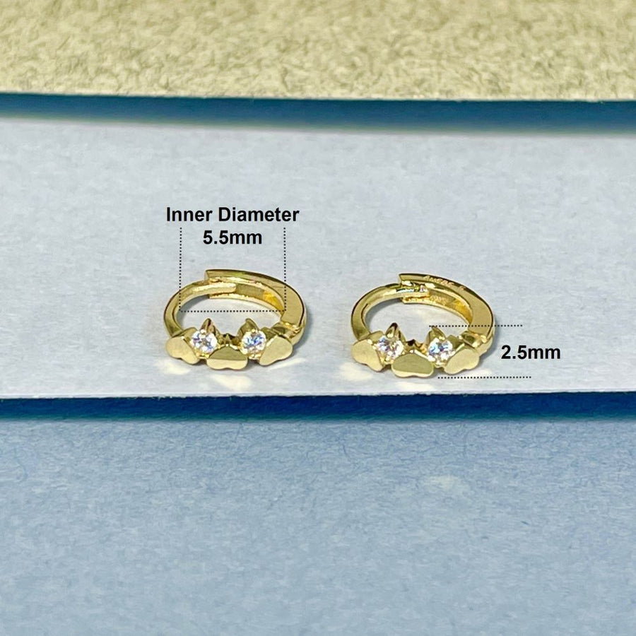 14k 5.5mm Tiny Heart Cartilage Hoop Earrings