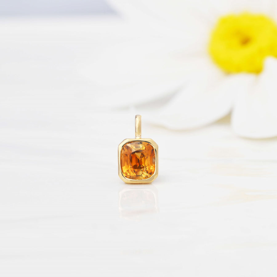 Caramel Zircon Octagon Pendant Necklace