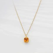 Caramel Zircon Octagon Pendant Necklace