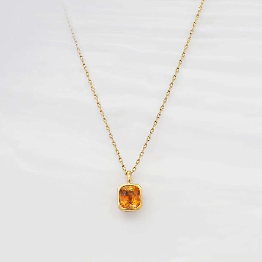 Caramel Zircon Octagon Pendant Necklace