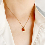 Caramel Zircon Octagon Pendant Necklace