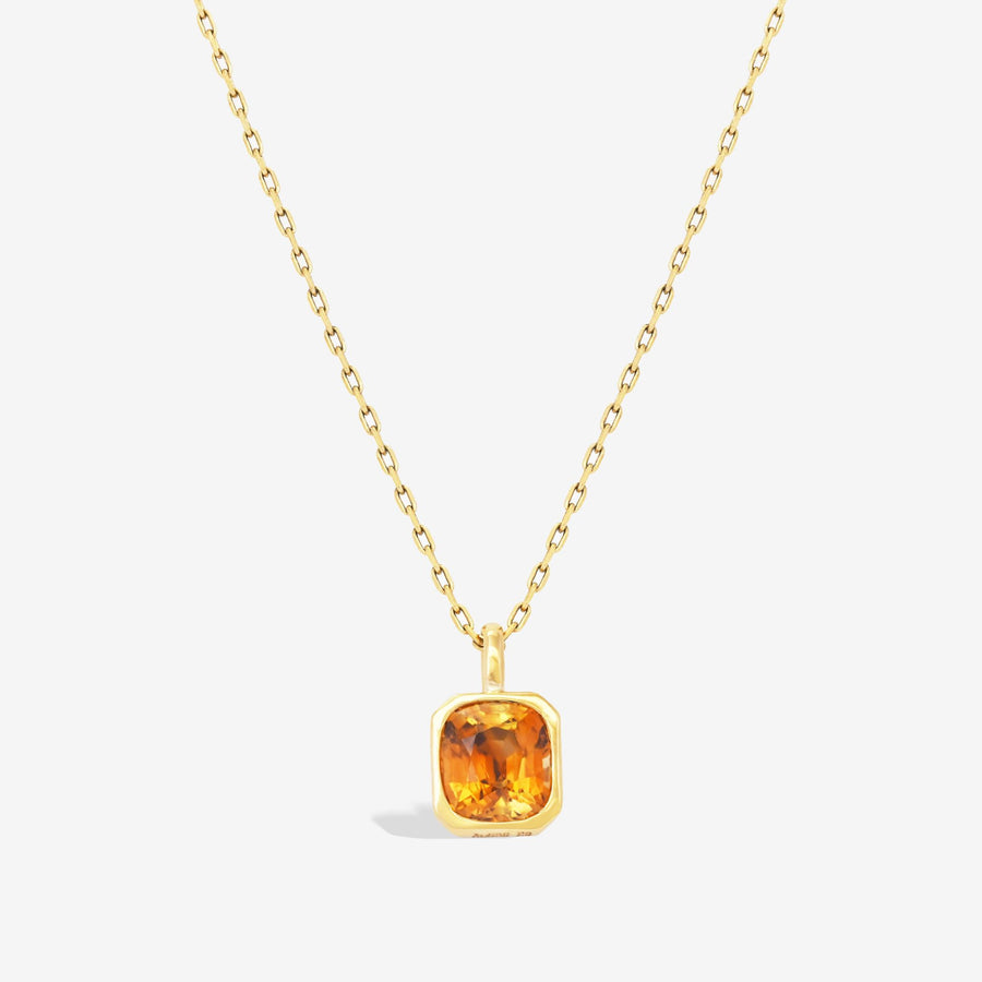 Caramel Zircon Octagon Pendant Necklace