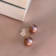 Rare Top Grade Freshwater Purple Pearl Stud Earrings