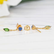 Sapphire & Tsavorite Duet Drop Studs
