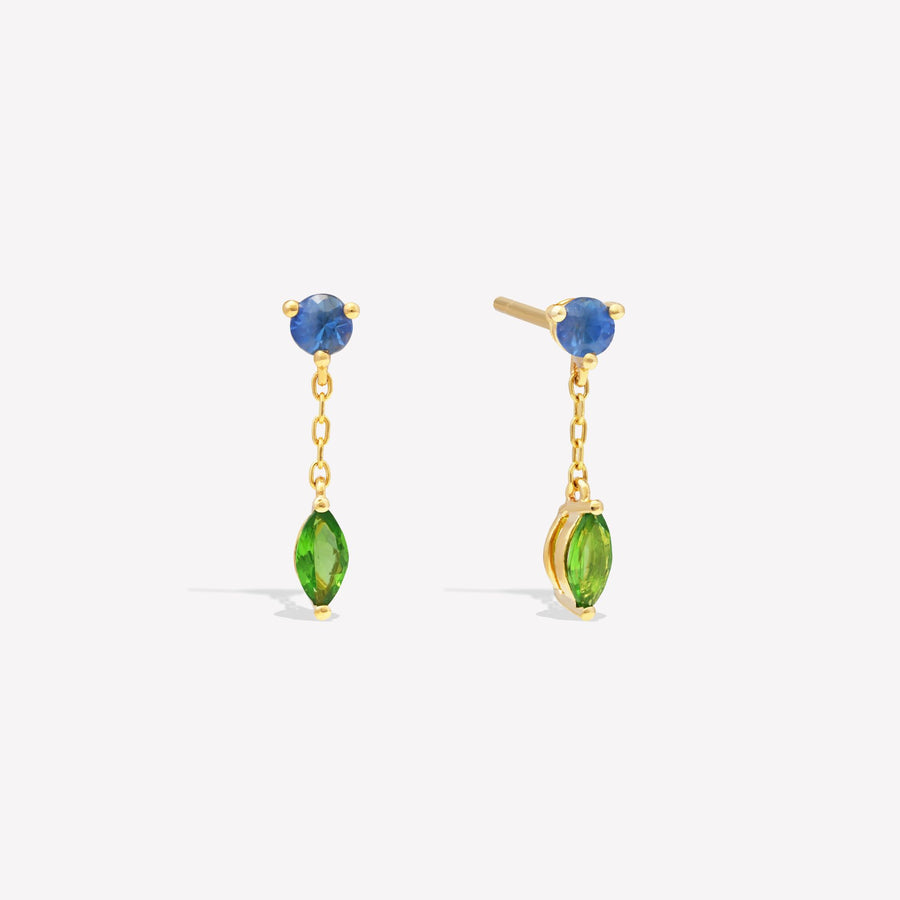 Sapphire & Tsavorite Duet Drop Studs