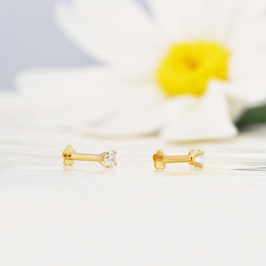 Solitaire Petal Flat-Back Stud | 3mm & 4mm