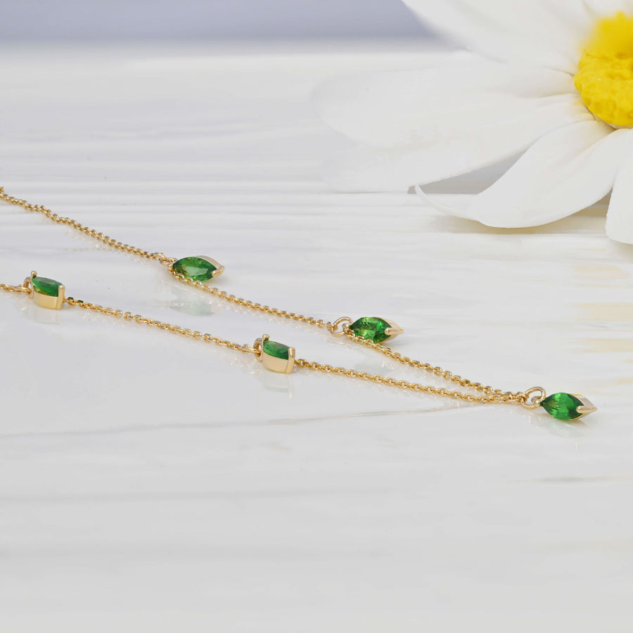 Tsavorite Marquise Station Necklace