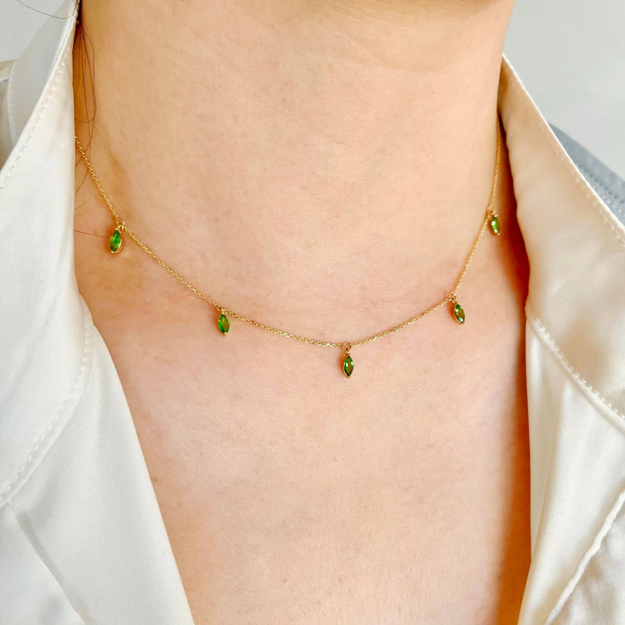 Tsavorite Marquise Station Necklace