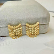 18k Solid Gold Tassel Fringe Smile Earrings