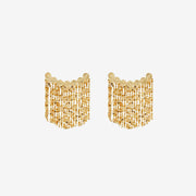 18k Solid Gold Tassel Fringe Smile Earrings