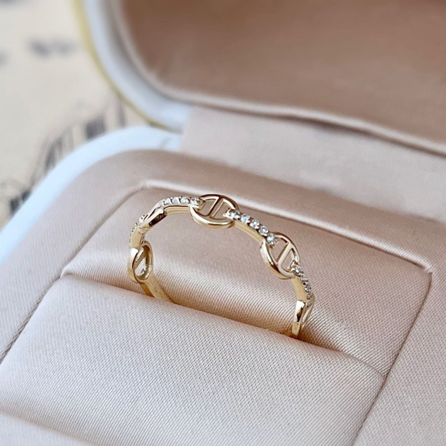 Anchor Chain Link Ring in 14k/18k Solid Gold