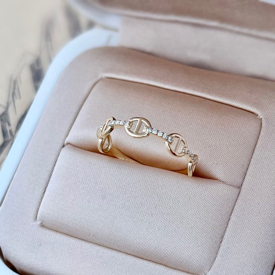 Anchor Chain Link Ring in 14k/18k Solid Gold