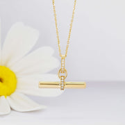 14k Solid Gold T-Bar Pendant