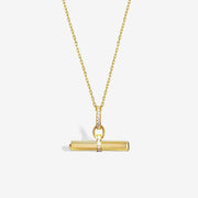 14k Solid Gold T-Bar Pendant Necklace