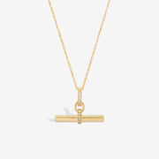 14k Solid Gold T-Bar Pendant