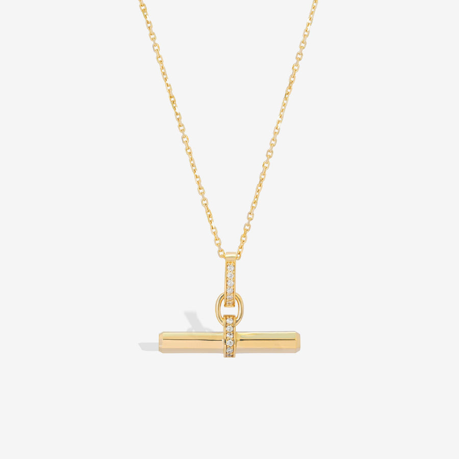 14k Solid Gold T-Bar Pendant