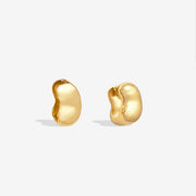 14k Solid Gold Bean Huggie Earrings