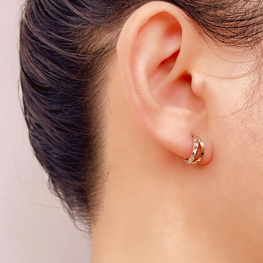 14k Solid Gold Mixed Stacking Huggie Earrings